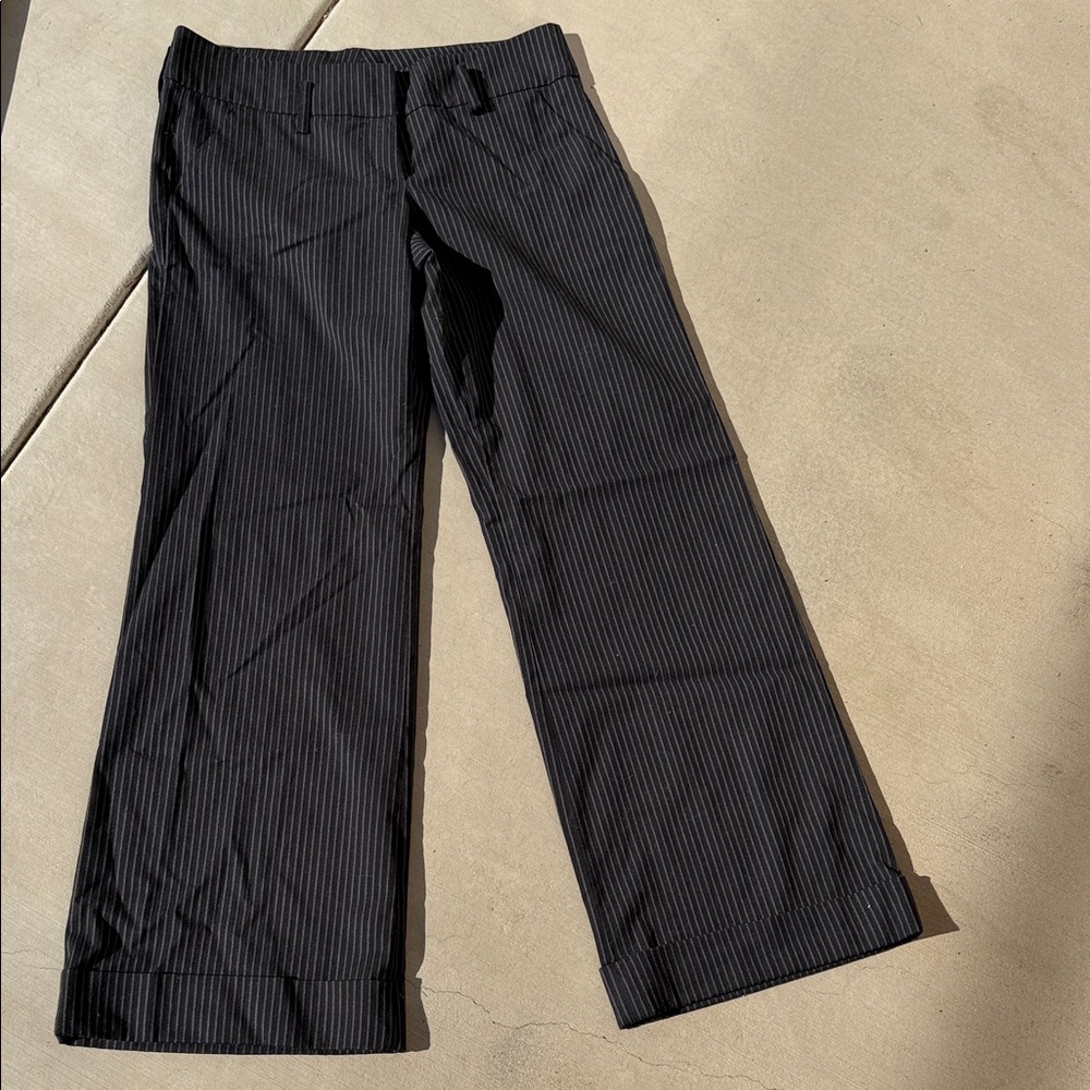 Women's Black Pinstripe Wide Leg Pants